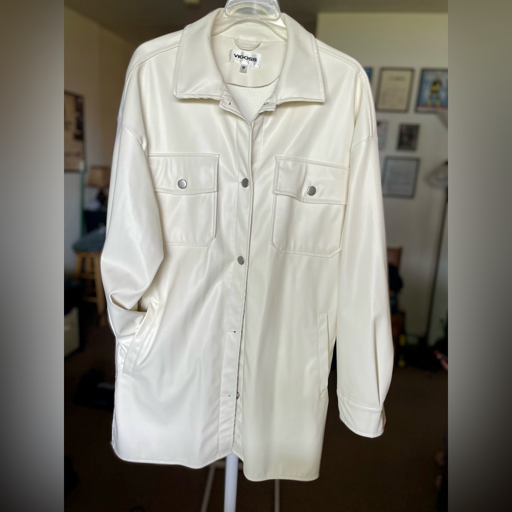 Vigoss, Faux Leather, Women's Blazer/Jacket, Size M, Cream